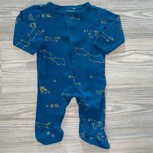 Carter’s Baby Boys Sleep & Play Sleeper 3M Blue Woodland Animal Footie